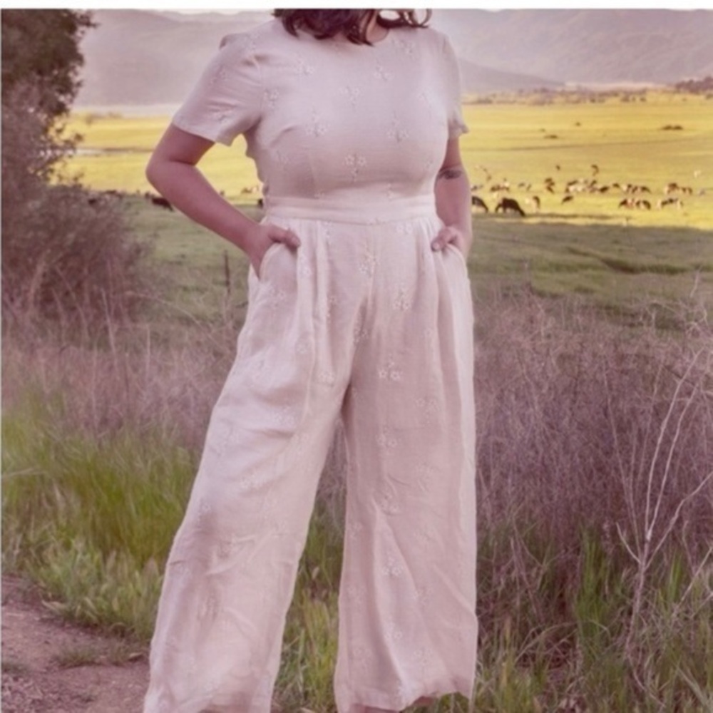 Anthropologie Mod Ref Blush Short Sleeve Jumpsuit
